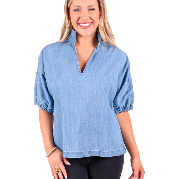 Emily McCarthy Denim Poppy Top Small - Picture 1 of 6
